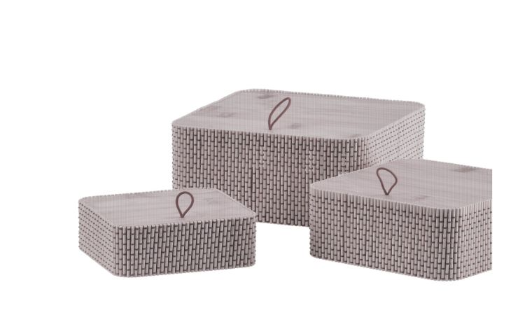 Set 3 scatole quadrate in bamboo