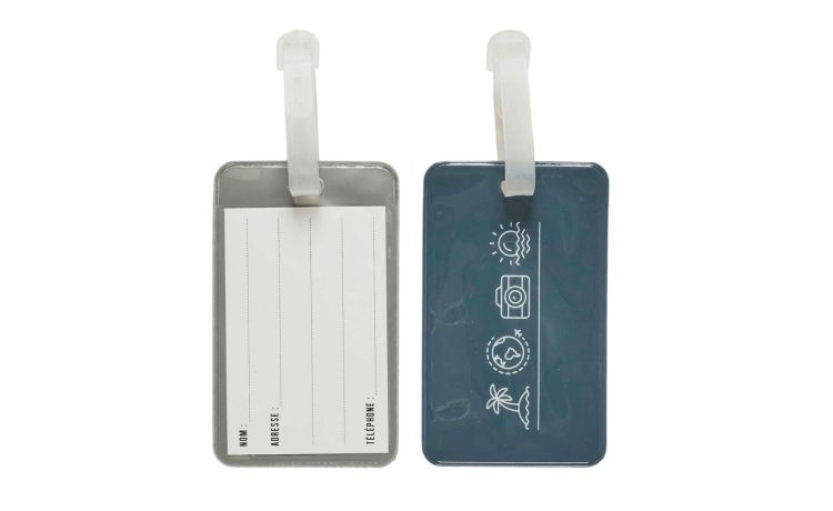 Set 2 targhette per bagaglio da viaggio--Blu-Pvc-11