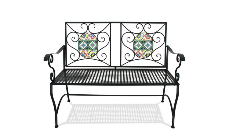 Ginger panca in ferro con mosaico--Antracite-Ferro-90 cmx116 cm