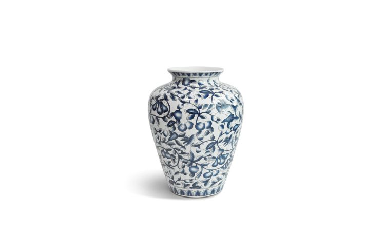 Marty vaso H25 cm in porcellana blu- -Blu-Porcellana