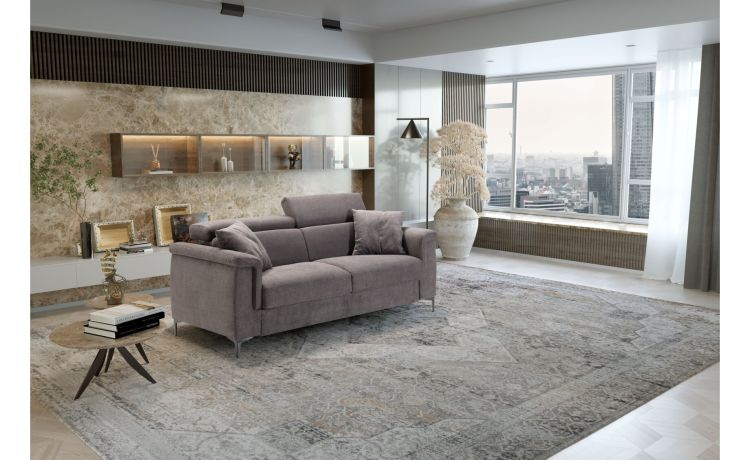 Gresia divano letto 3 posti in tessuto antracite-Materasso L140xP195 cm-Antracite-Tessuto-140 x 195 cm
