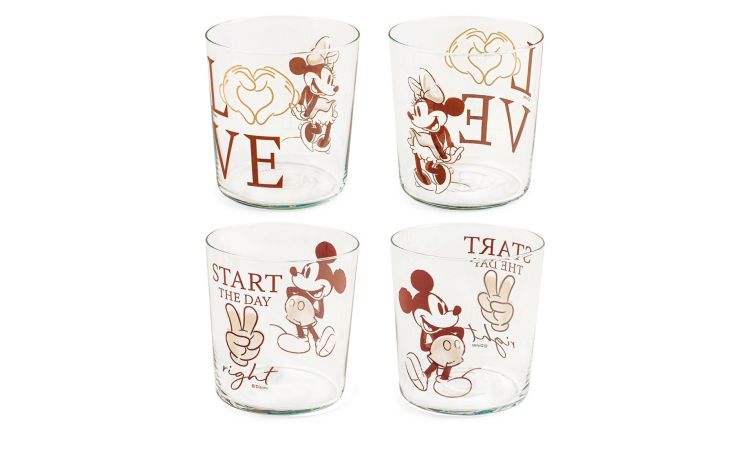 Mickey bicchiere in vetro con fantasia 350 ml- -Trasparente-Vetro