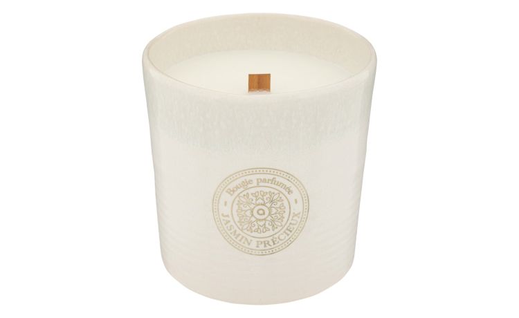 Marco Jasmine candela al gelsomino bianca Ø12 cm--Bianco-Cera