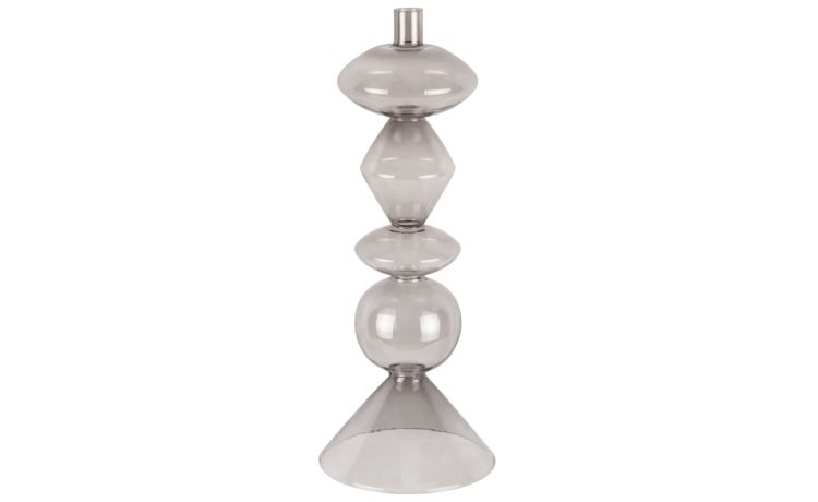Totem porta candela in vetro nero Ø16 cm--Nero-Vetro