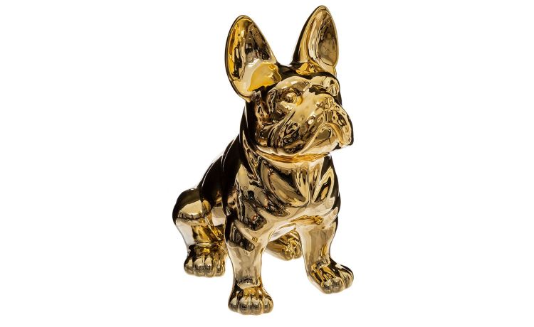 Charly bulldog decorativo in ceramica oro H22 cm--Oro-Ceramica-22 cmx12 cm