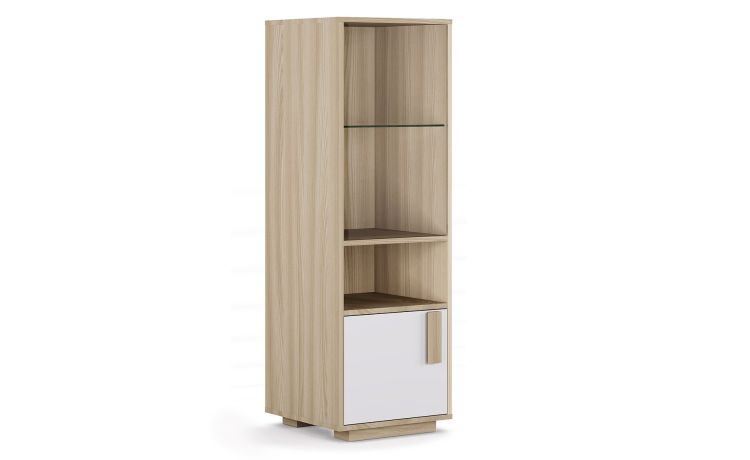 Lisbona mobile 2 ante bianco lucido e olmo- -Legno naturale-Pannello-148 cmx48 cm
