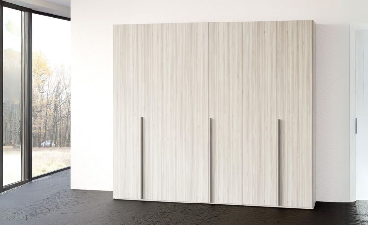 Mia armadio 6 ante battenti frassino ghiaccio -In pannello nobilitato decorativo -Legno bianco-Nobilitato-238 cmx240 cm