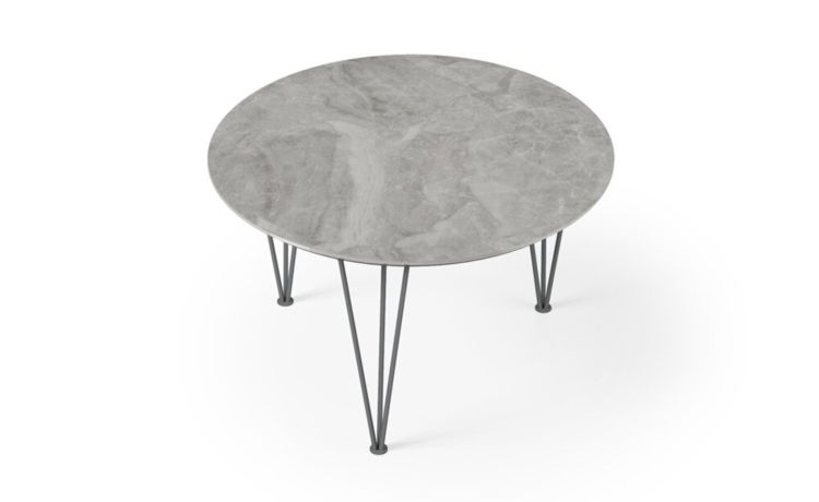 Charme tavolino Dallia in gres porcellanato grey lucido h35 cm--Grigio-Gres