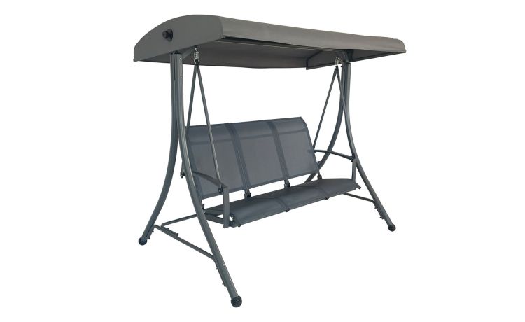 Jennyfer dondolo 3 posti con tettuccio antracite--Grigio scuro-Acciaio-178 cmx195 cm