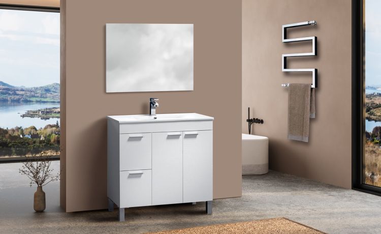 Idra mobile bango con specchio-Lavabo non incluso -Bianco