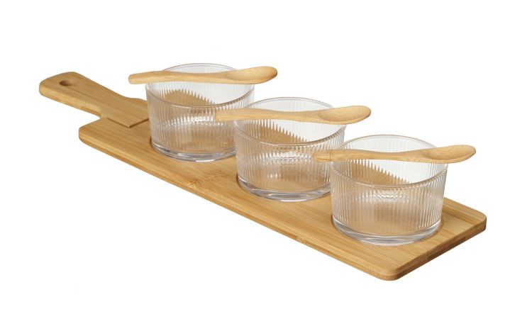 Set aperitivo in bamboo-Ciotola, vassoio, cucchiaio-Legno-Bamboo-6,5 cmx46 cm