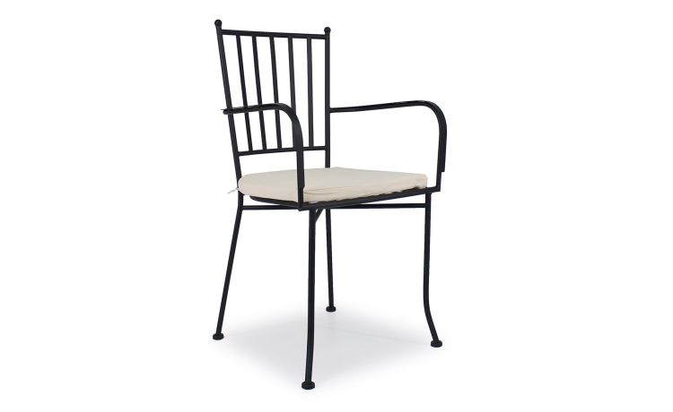 Lina sedia in ferro con braccioli e cuscino incluso-Impilabile -Nero-Ferro-91 cmx51 cm