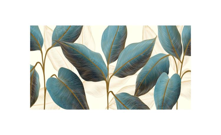 Blue flowers quadro vetro 73x139 cm