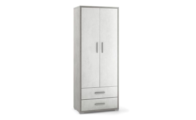 Work mobile ufficio 2 ante e 2 cassetti colore cemento/ossido bianco--Grigio-Melaminico-182 cmx71 cm