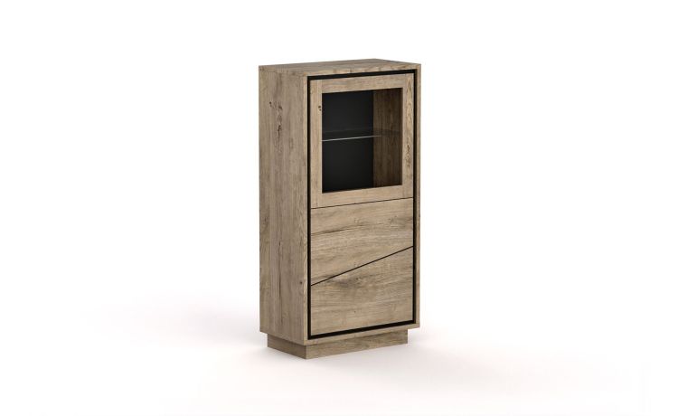 Colorado vetrina 2 ante H143 cm color quercia--Legno scuro-Pannello-143 cmx68 cm