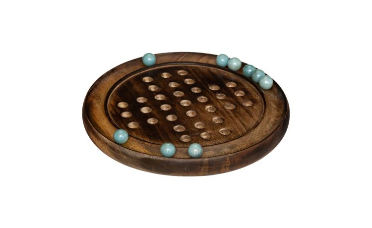 Solitario oggetto decorativo in legno con biglie- -Marrone-Legno