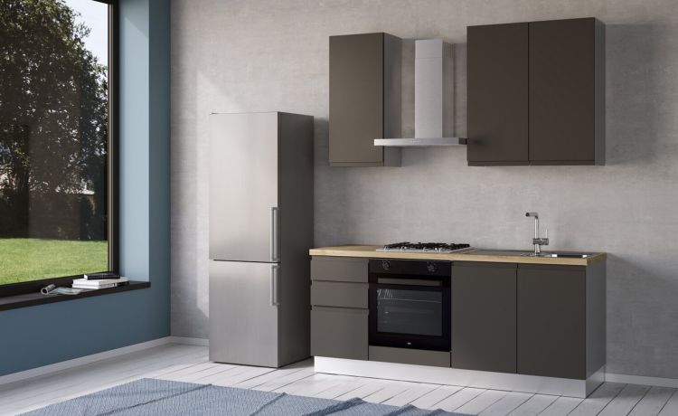 Iris cucina 195 cm colore grigio scuro -2 elettrodomestici--Melaminico