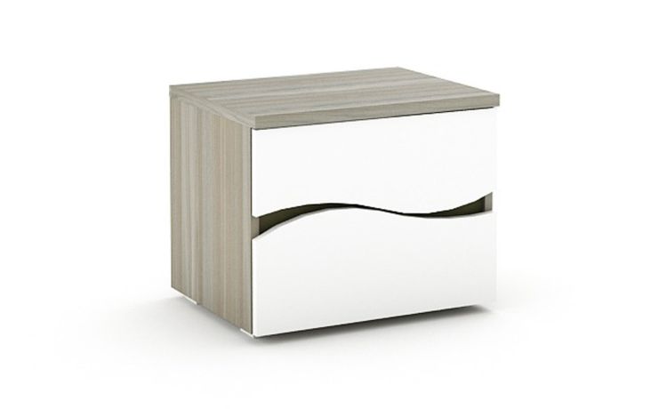 Perla comodino 2 cassetti olmo perla e bianco lucido-In pannello-Bianco-Pannello-45 cmx55 cm