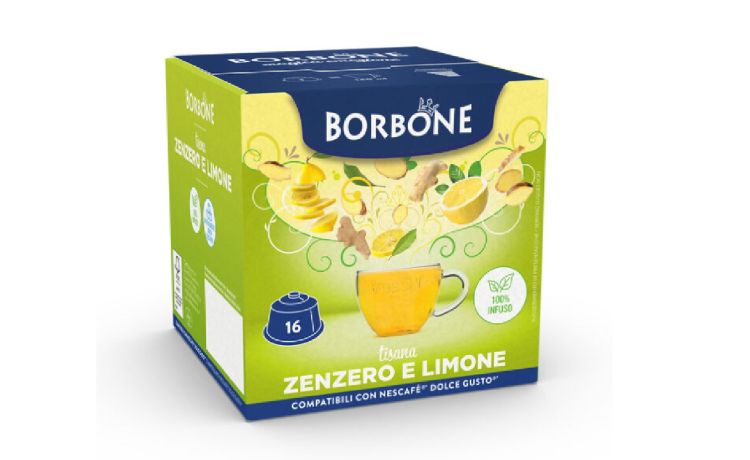 Borbone Tisana Zenero e Limone-16 capsule compatibili con macchine a marchio Nescafè Dolce Gusto