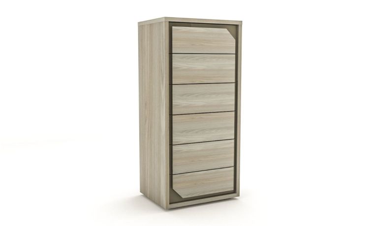 Krizia settimino 6 cassetti olmo perla-In pannello-Grigio-Pannello-121 cmx57 cm