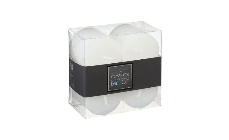 Rustic set 4 candele flat bianche Ø4