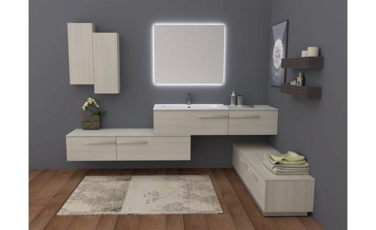 Deluxe pensile 1 anta color cemento grigio cielo-apertura push &amp; pull-Grigio-Pannello-75 cmx30 cm