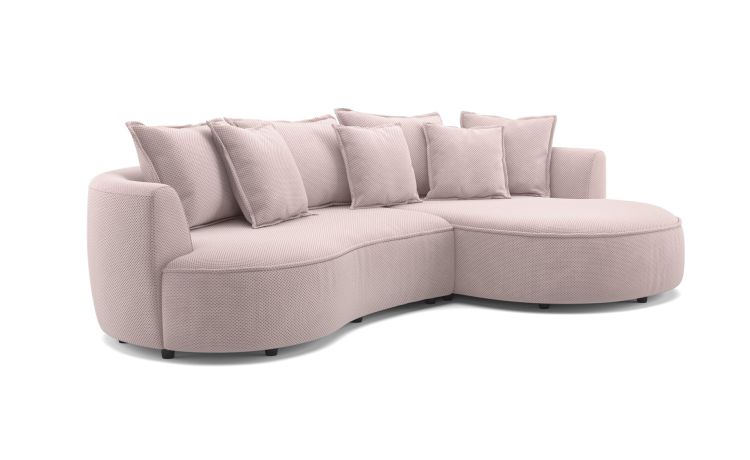 Chic divano 3 posti con penisola rosa--Rosa-Tessuto-66 cmx287 cm