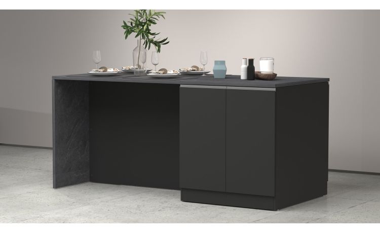 Snack isola 4 ante, 4 cassetti antracite L200 cm