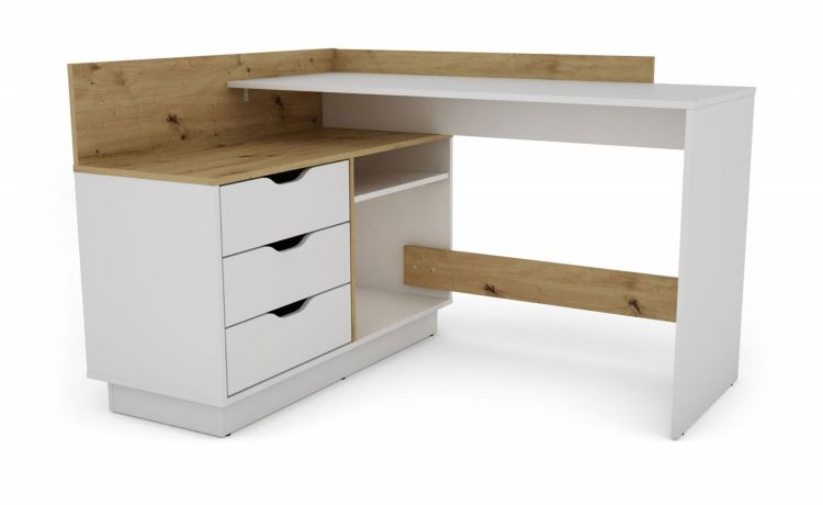 Peter scrivania angolare colore bianco e rovere-Misure L 128