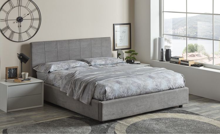 Alba letto matrimoniale contenitore grigio chiaro-In tessuto idrodrepellente
