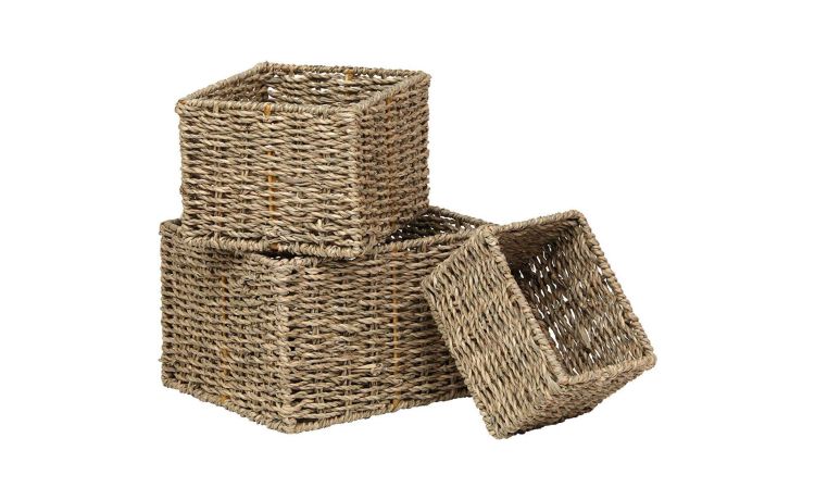 Seagrass Cube cesta in vimini 18x15 cm- -Tortora-Fibra naturale-12 cmx18 cm