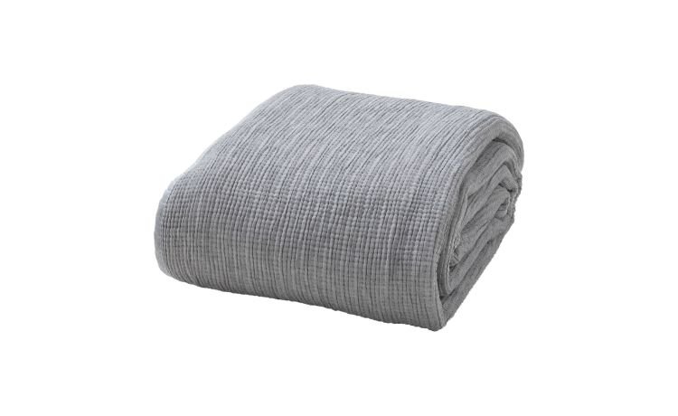 Copriletto grigio in cotone e pes riciclato 260x250 cm