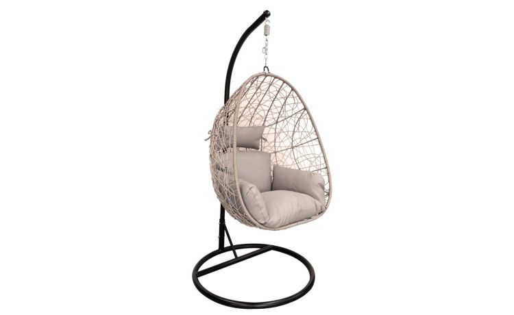 Egg sedia dondolo in rattan con cuscino grigia/antracite--Grigio-Acciaio-195 cmx100 cm