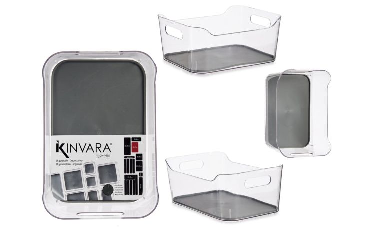 Organizer cassetti grigio h24 cm--Grigio-Plastica