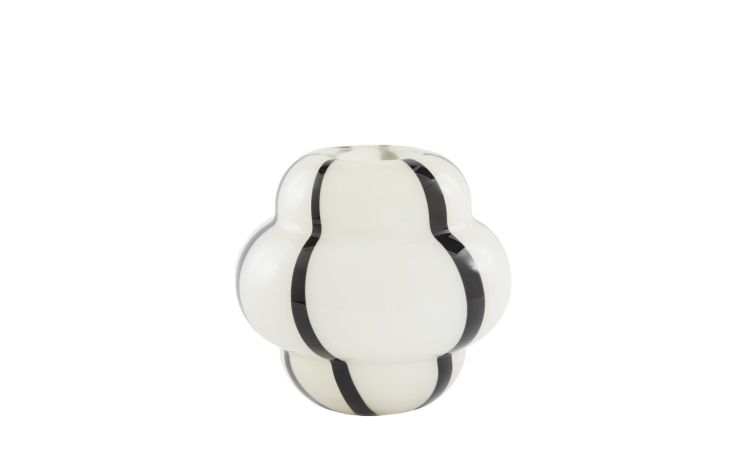 Ylien vaso in vetro panna e nero h13 cm--Nero-Vetro