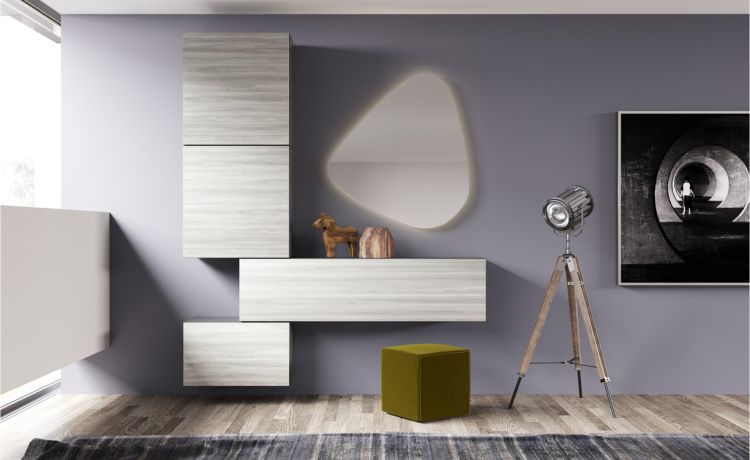 Gilda ingresso composizione n.43 colore frassino ghiaccio- L.170 P.33 H.212 cm