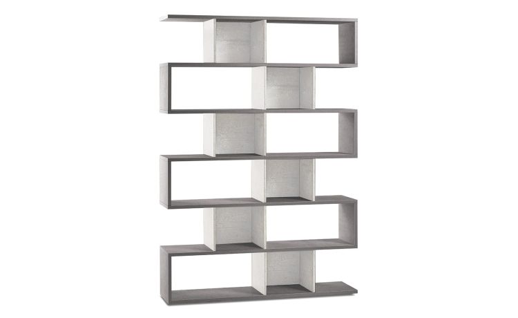 Book libreria a parete cemento/ossido bianco h215 cm--Bianco-Pannello melaminico-215 cmx150 cm