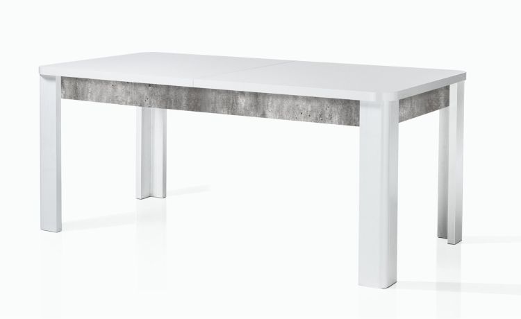 Vienna tavolo allungabile bianco lucido e cemento-Fino a 8 posti-Bianco-Pannello-78 cmx180 cm