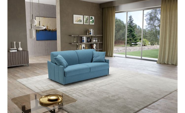 Ada divano letto 3 posti maxi blu-Materasso L160xP195 cm-Blu-Tessuto-160 x 195 cm