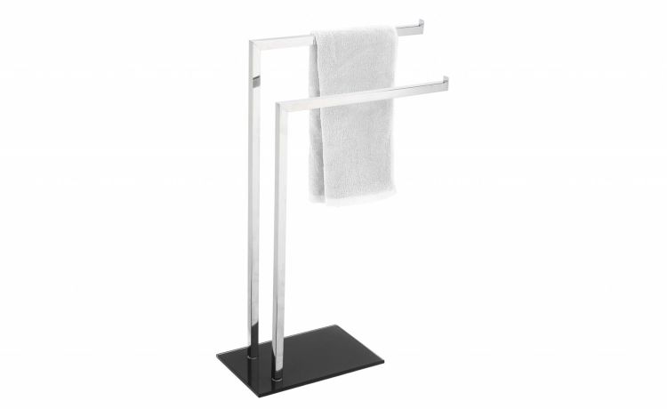 Glass piantana porta salviette 2 bracci nera - -Nero-Acciaio-69 cmx45 cm
