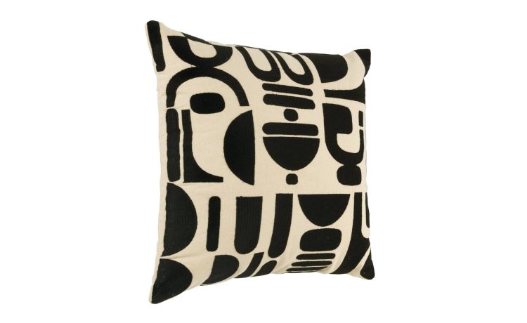 Chevery cuscino in cotone colore crema e nero 45x45 cm--Beige-Poliestere-45 cmx45 cm