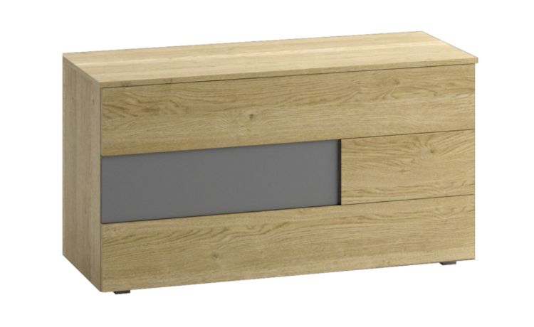 Ilenia comò 3 cassetti rovere e piombo laccato-In pannello ecologico certificato-Legno scuro-Pannello ecologico-74