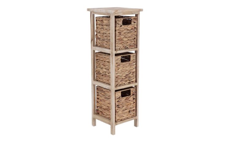 Cassettiera 3 cassetti in fibra naturale h77 cm--Legno naturale-Fibra naturale-77 cmx25 cm
