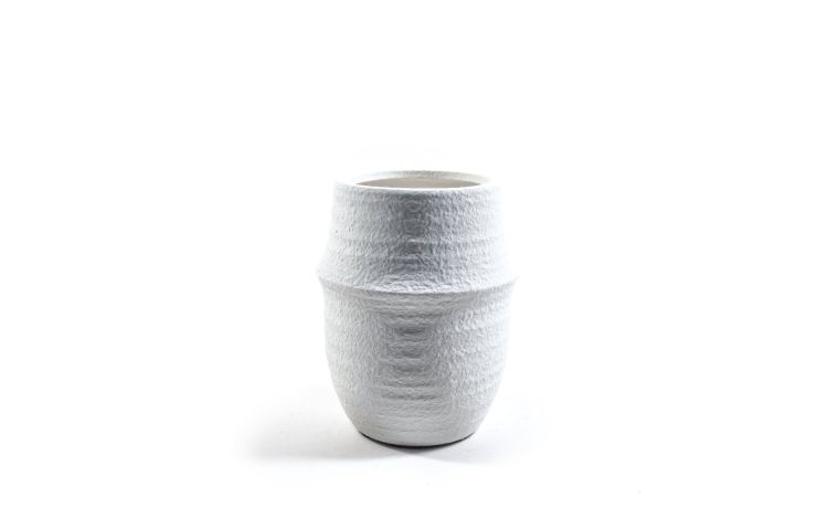 Shila vaso in ceramica bianco h21 cm--Bianco-Ceramica