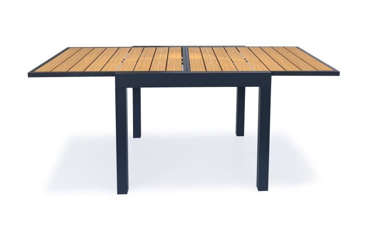 Iroko tavolo da pranzo rettangolare in alluminio antracite e legno--Legno-Alluminio-74 cmx90 cm