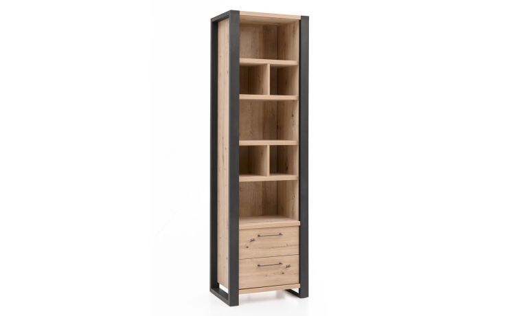 Tenerife libreria 2 cassetti artisan con particolari neri-Struttura in pannello melaminico