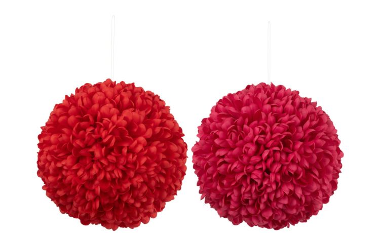 Fiore sfera artificiale rosso Ø30 cm--Rosso-Tessuto