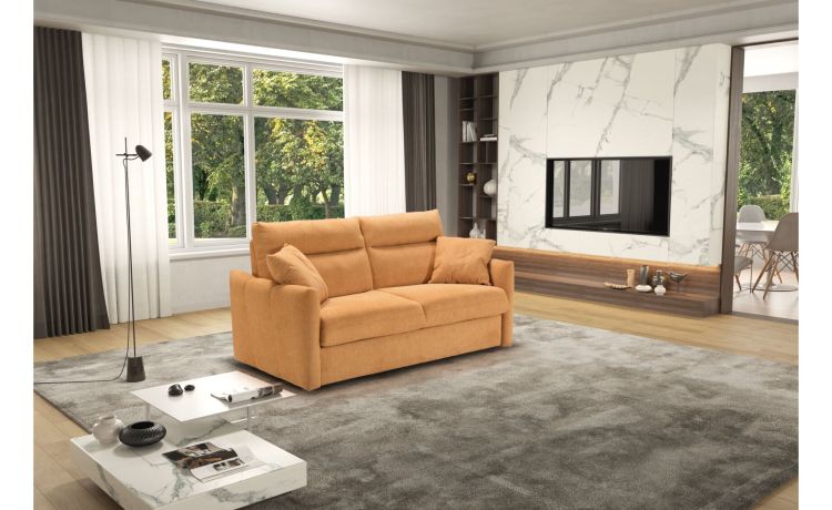 Tilde divano letto 3 posti arancione-Materasso L140xP195 cm-Arancione-Tessuto-140 x 195 cm