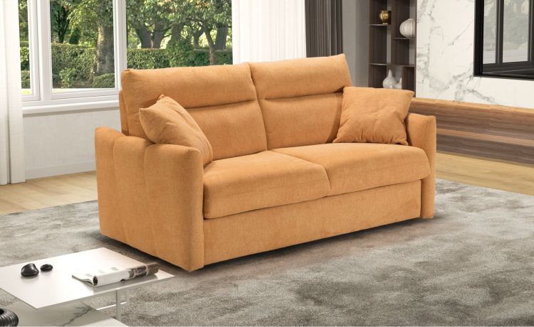 Tilde divano letto 3 posti arancione-Materasso L140xP195 cm-Arancione-Tessuto-140 x 195 cm