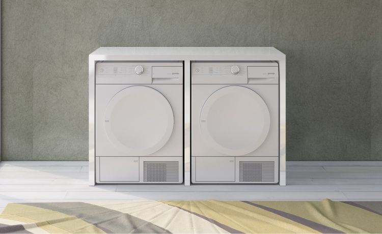 Mobile lavanderia orizzontale bianco opaco-Per asciugatrice/lavatrice-Bianco-Pannello-90 cmx135 cm